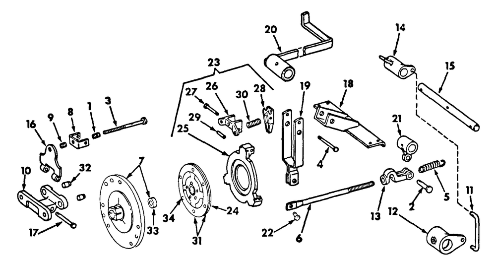Clutch And Controls - Cub 154 Lo-Boy Tractors (S/N 21491 And Below) Diagram and Parts List for CUB154  Cub Cadet Lawn Tractor